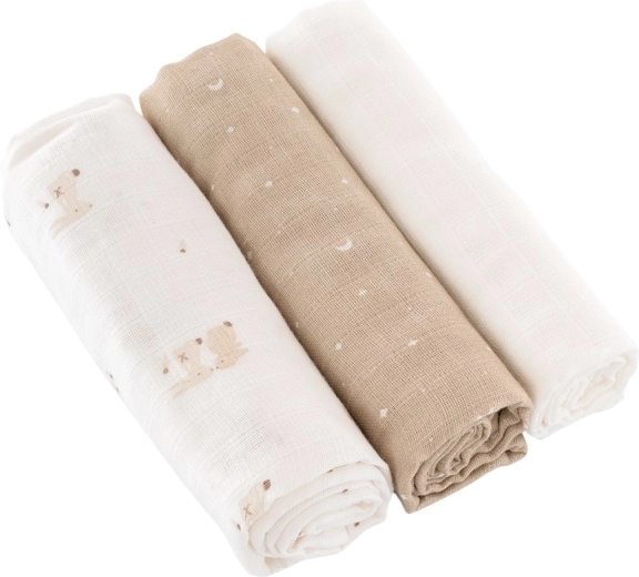 Träumeland платнени пелени hop hop bunny beige 80 × 80 cm (3 бр.)