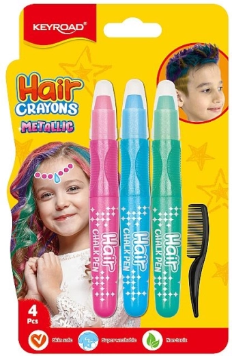KEYROAD Metallic Cool Hair Chalks – pink, blue and green
