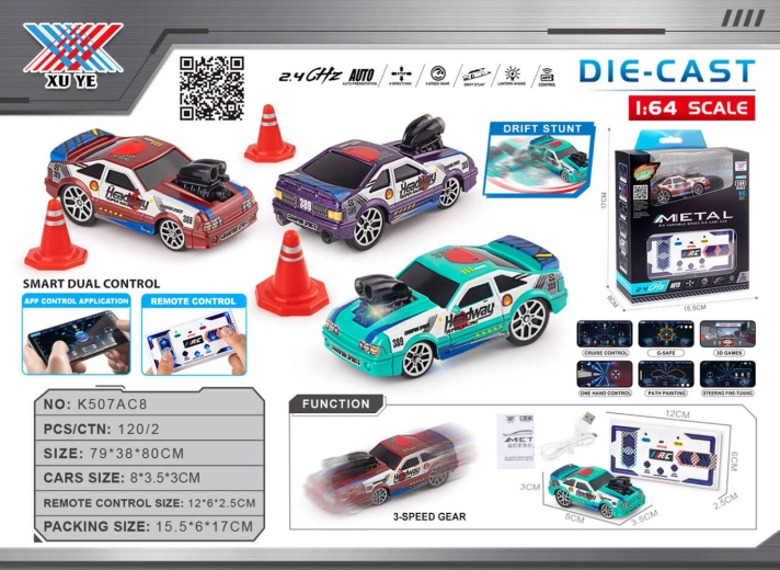 Drift RC car 1:64 Headway with accessories