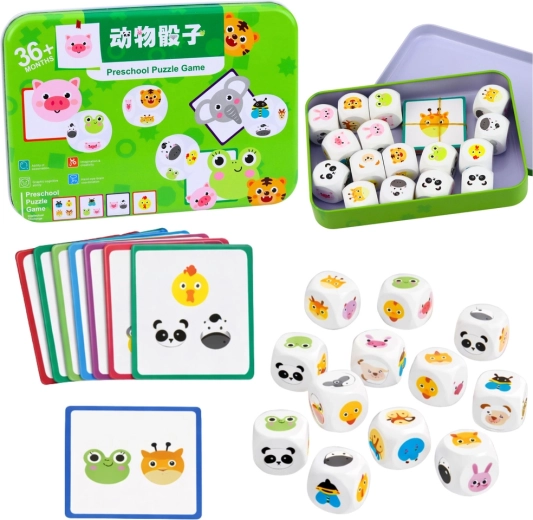 Educational wooden block game – match the animals