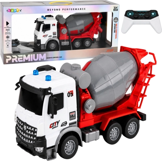 Remote-controlled RC concrete mixer truck with lights and a moving drum 1:14 - 1 piece