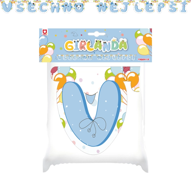 Хартиена гирлянда Честит рожден ден синя