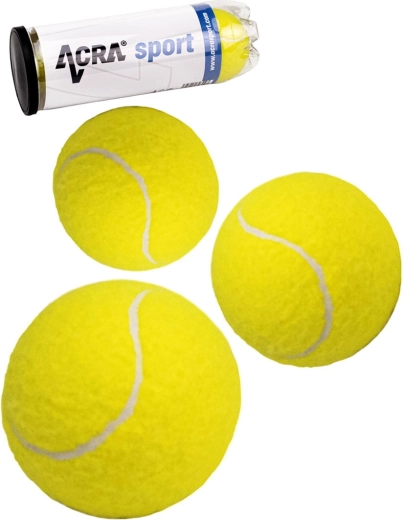 ACRA recreational tennis balls, yellow, 3 pcs in a can