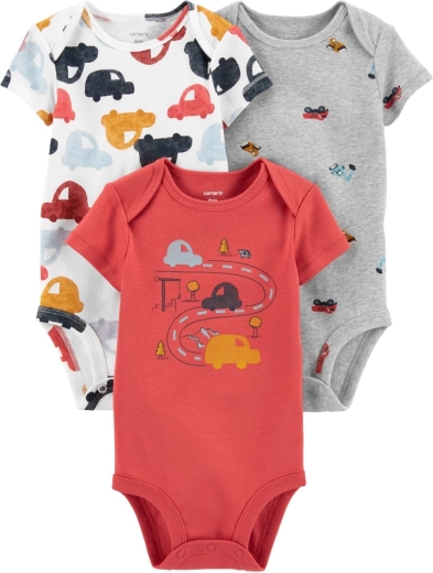 CARTER'S short-sleeve Cars bodysuits for boys 3 pcs – NB/size 56