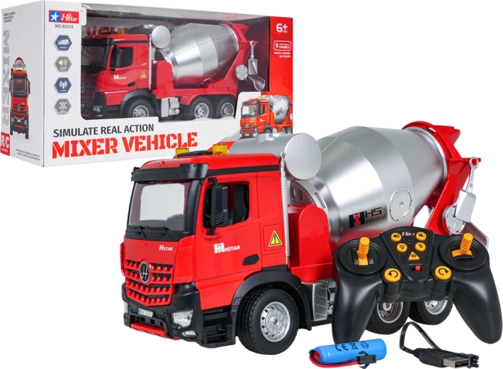 Red RC Mixer Truck with Lights and Sounds