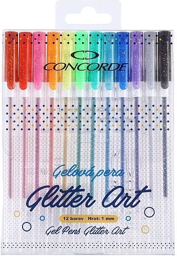 Гелови брокатени химикалки CONCORDE Glitter Art, комплект 12 бр.