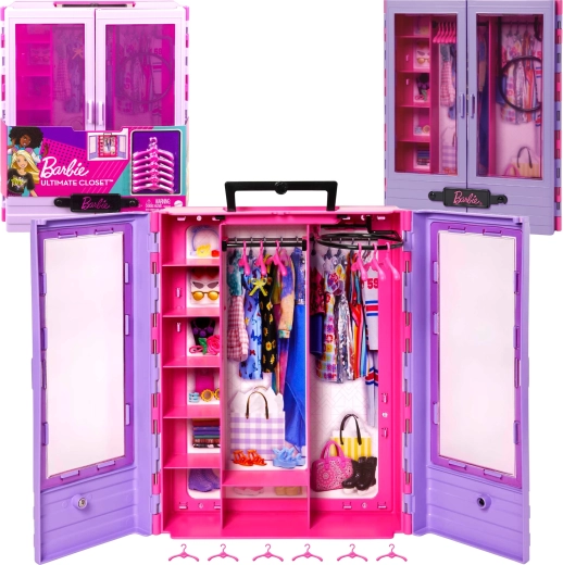 Barbie Fashionistas large clothes wardrobe with hangers