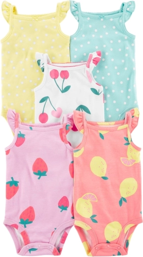 CARTER'S боди на презрамки Dots Fruit за момиче, 5 бр. – NB/разм. 56