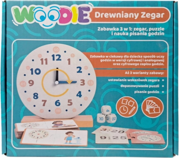 Дървени обучителни часовници WOODIE 3в1