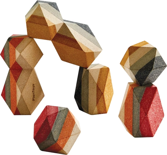 PlanToys stacking wooden gems (6 pcs)