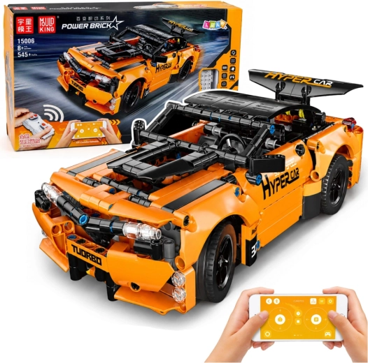 RC sports car remote-control building block set, orange (545 pieces)