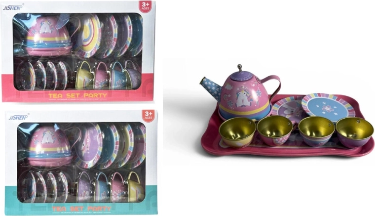Colorful kids’ tea set with unicorn design