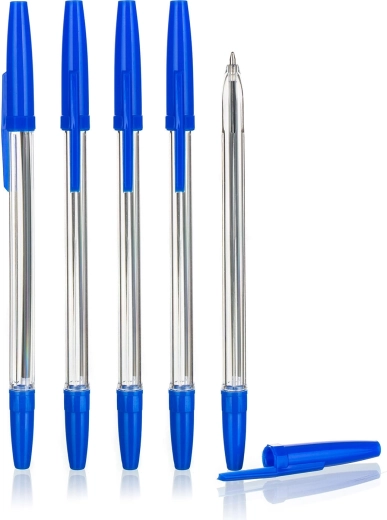 Disposable ballpoint pen mo – set of 5 pcs, blue ink