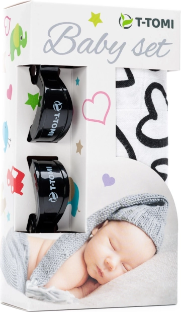 Бамбуков комплект T-Tomi черни сърца