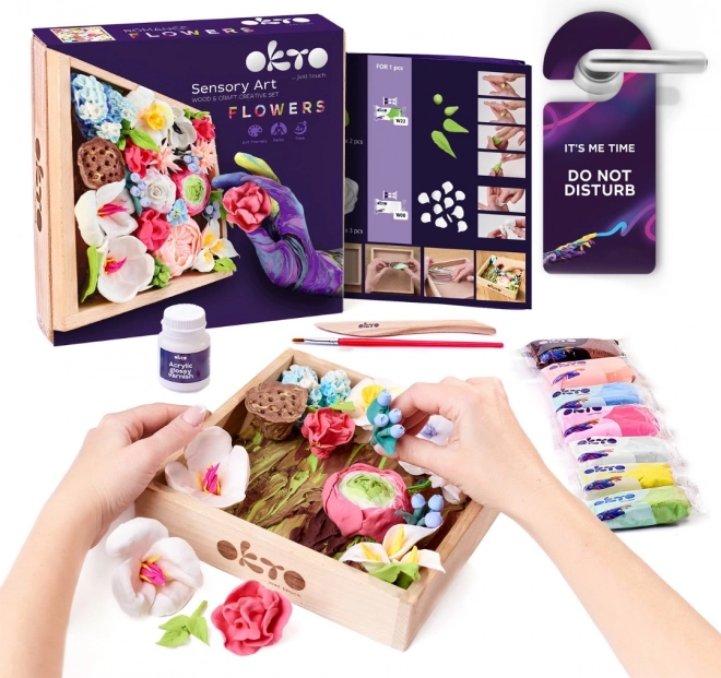 OKTO ROMANCE Художествен комплект за моделиране DIY цветя с дървена рамка 21x21 см