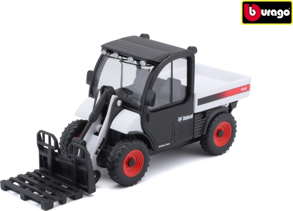 Bburago Bobcat Toolcat 5600 с виличен приставка – бяло/черен метален модел