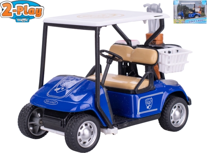 Golf Cart with Golf Clubs 2-Play Traffic, pull-back, 10 cm