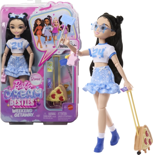 Barbie Dream Besties Renee – модна кукла с аксесоари за уикенд пътуване