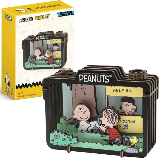 Puremind дървен 3D модел PEANUTS Snoopy – лятна сцена Summer Snapshot