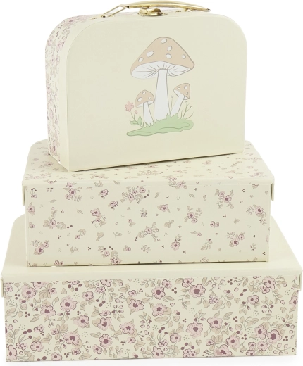 Bieco set of cardboard suitcases Fawn Ella Vintage Flowers - 3 pcs