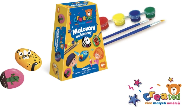 Stone Painting Kit with Paints and Brushes in a Box 19 × 14 × 5 cm