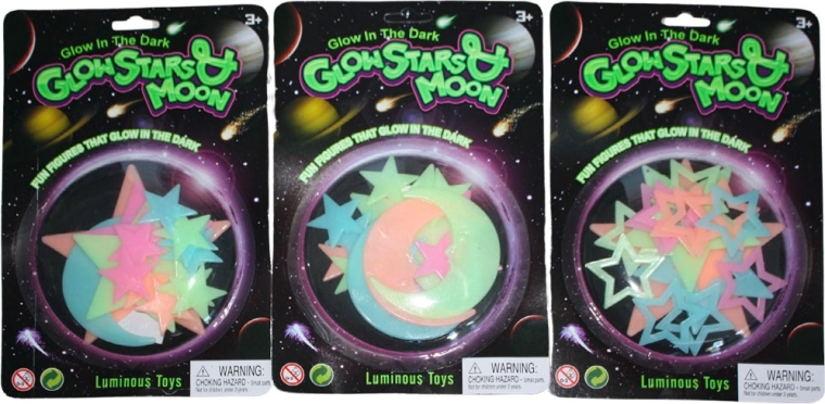 Glowing plastic decoration moon and stars color