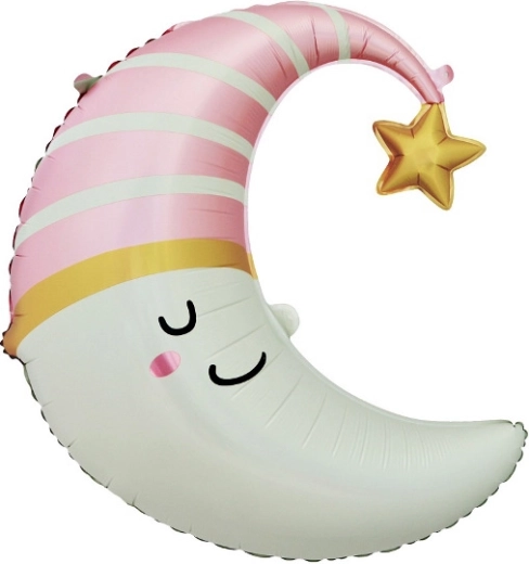 Foil Balloon Moon with Pink Cap 56 × 68 cm