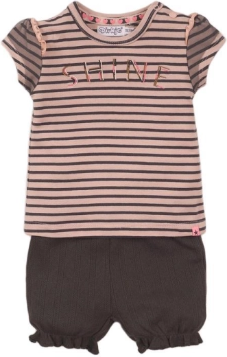 Детски комплект Dirkje от 2 части – тениска и къси панталони smokey pink райе и smokey grey