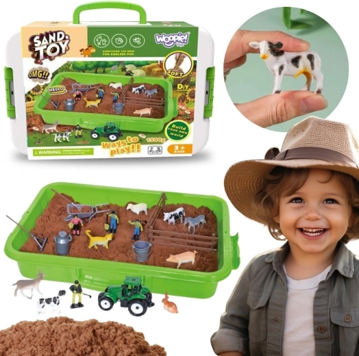 Woopie Kinetic Sand Farm in a Suitcase with Tractor and Animals