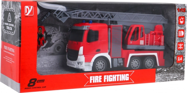 RC пожарна кола 1:12 с воден маркуч и интерактивни функции за деца 3+