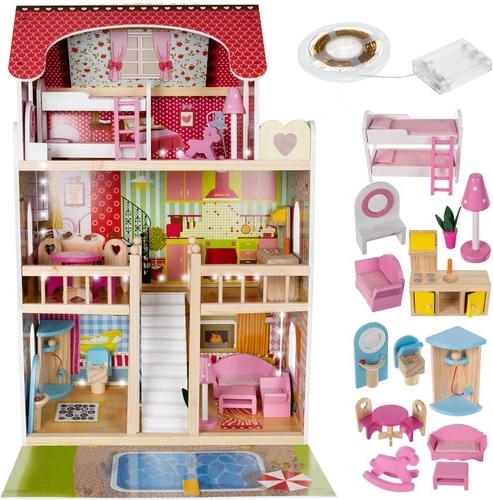 Kruzzel wooden dollhouse villa with pool 90 cm