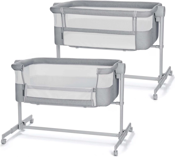 Kinderkraft Nestee up 2 приставно креватче 2 в 1 full light grey