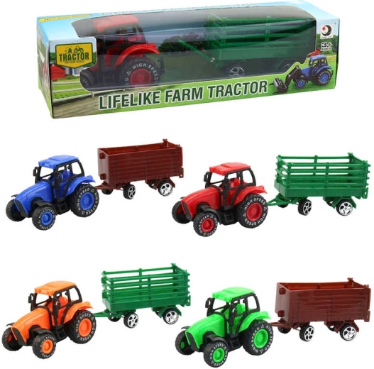Farm tractor with trailer 9 cm in a box - 1 piece