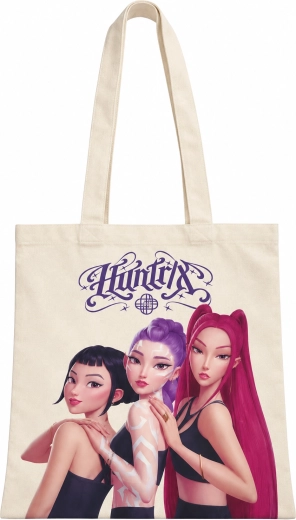 Платнена пазарска чанта K-Pop Demon Hunters HUNTR/X кремава