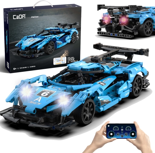CaDA Helios Remote-Controlled Sports Car Building Set with LED Lights