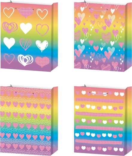 Gift Bag M with Rainbow Hearts