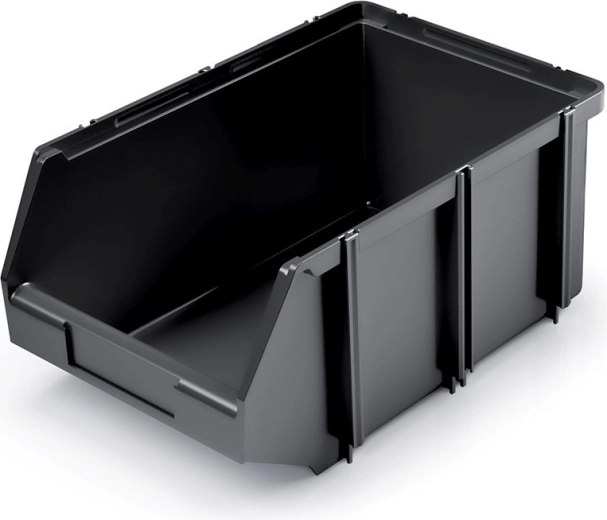 Plastic storage box 6.7 l black with stacking