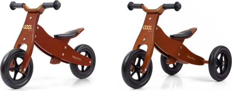 Milly Mally 2-in-1 wooden balance bike Cool Dark Natural