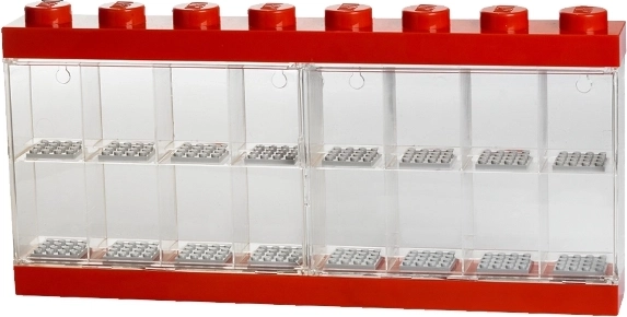 Колекционерска витрина за 16 LEGO минифигурки – червена