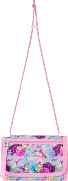 Портмоне за врата с мотив на цветя и колибри