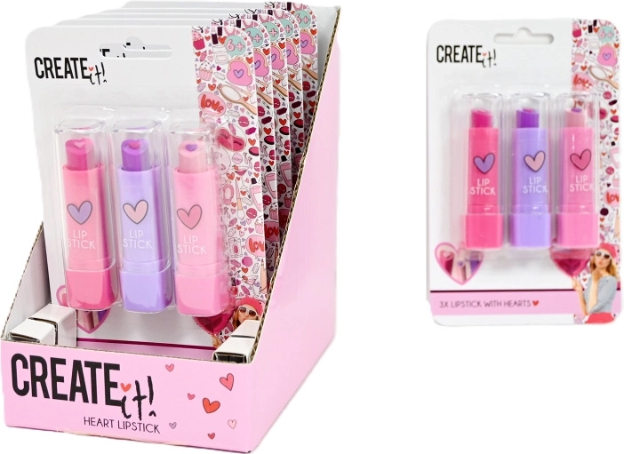 Create It! детски комплект червила Love – 3 цвята