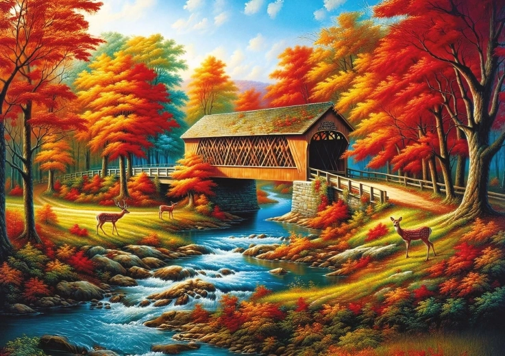 Puzzle Bridge Lined with Trees 500 Pieces ART PUZZLE