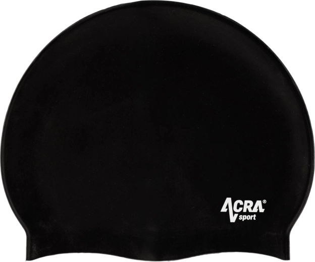Силиконова плувна шапка ACRA sport черна - 1 брой