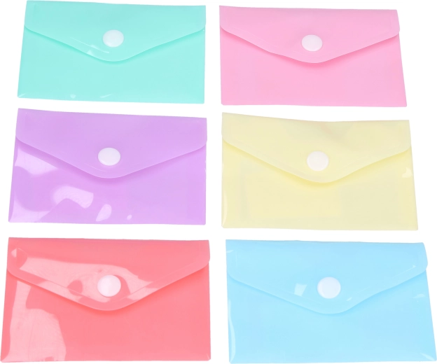 Plastic folder with snap 24 × 16.8 cm, mix of pastel colors