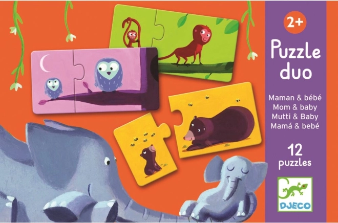 Puzzle Djeco Animal Moms and Babies 12x2 pieces