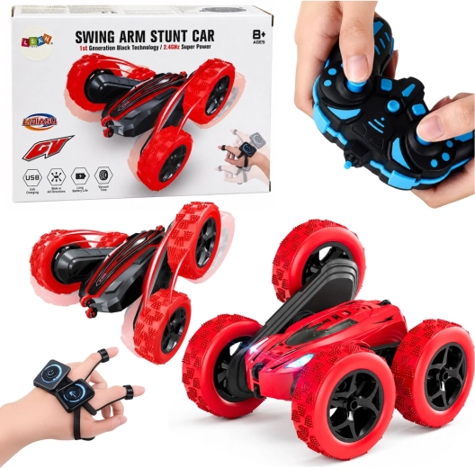 Каскадьорска RC кола с управление с жестове 360° червена