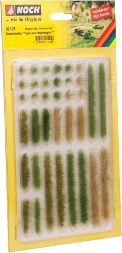 NOCH Grass Strips and Tufts, Light and Dark Green, 6 mm