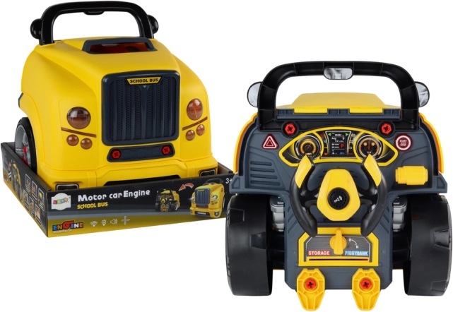 Детски монтажен автобус – жълт сервизен бус с двигател за разглобяване