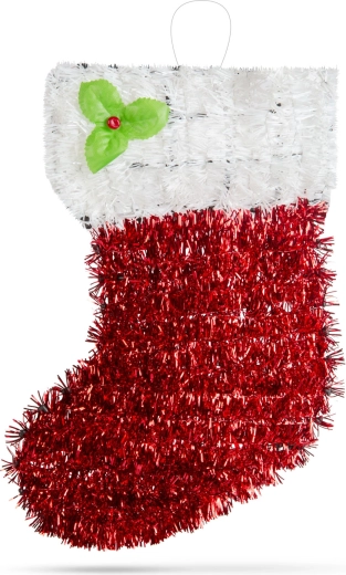 Red and White Glitter Santa Boot