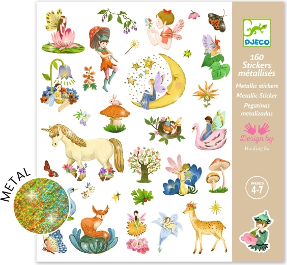 DJECO Metallic Stickers Fairies and Unicorns